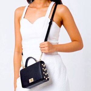 Kate spade ♠️ Serrano place mini maisie black Pearl-Accent Top Handle Crossbody